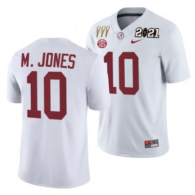 Men's Alabama Crimson Tide #10 Mac Jones 3X CFP National Championship White NCAA Winner College Football Jersey 2403VUQZ7